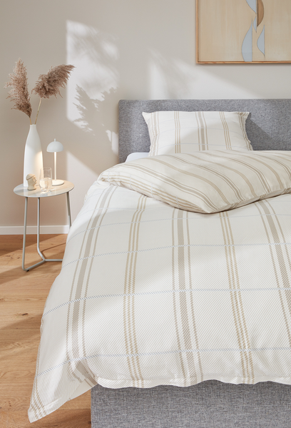 Glanz-Satinbettwäsche Square - Baumwolle - Beige - 155 x 220 cm + Kissen 80 x 80 cm