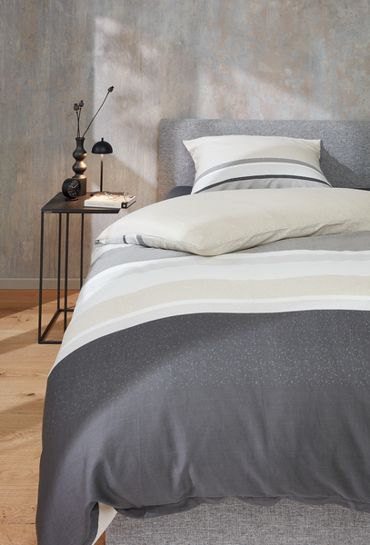 Glanz-Satinbettwäsche Mixed - Baumwolle - Beige - 135 x 200 cm + Kissen 80 x 80 cm