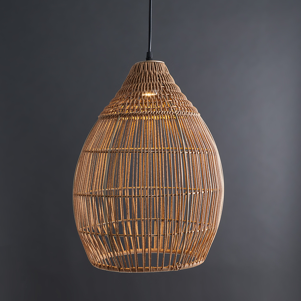 Hängeleuchte SOLANA mit Solarpanel - Metall / Kunstrattan - Braun