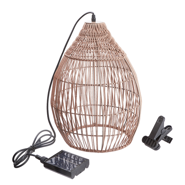 Hängeleuchte SOLANA mit Solarpanel - Metall / Kunstrattan - Braun