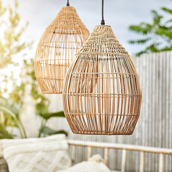 Hängeleuchte SOLANA mit Solarpanel - Metall / Kunstrattan - Braun