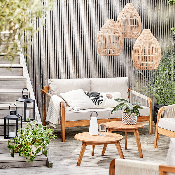 Hängeleuchte SOLANA mit Solarpanel - Metall / Kunstrattan - Braun