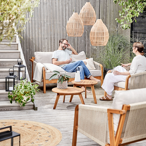 Hängeleuchte SOLANA mit Solarpanel - Metall / Kunstrattan - Braun