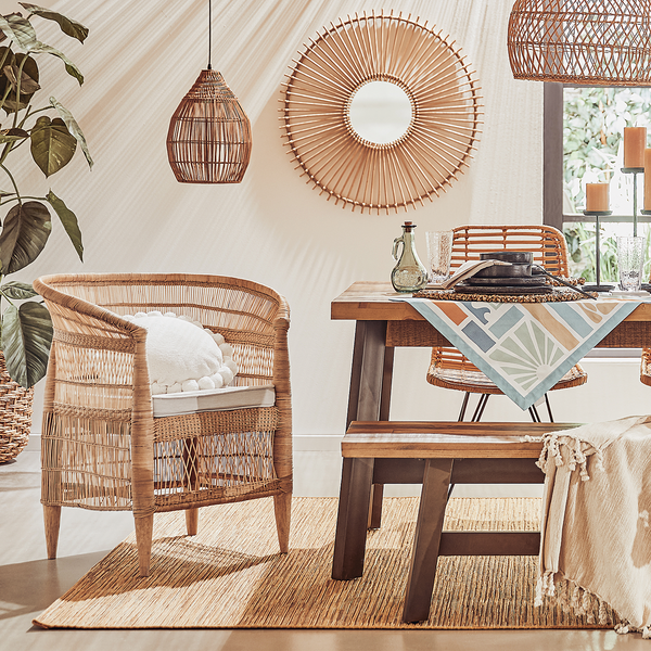 Hängeleuchte SOLANA mit Solarpanel - Metall / Kunstrattan - Braun