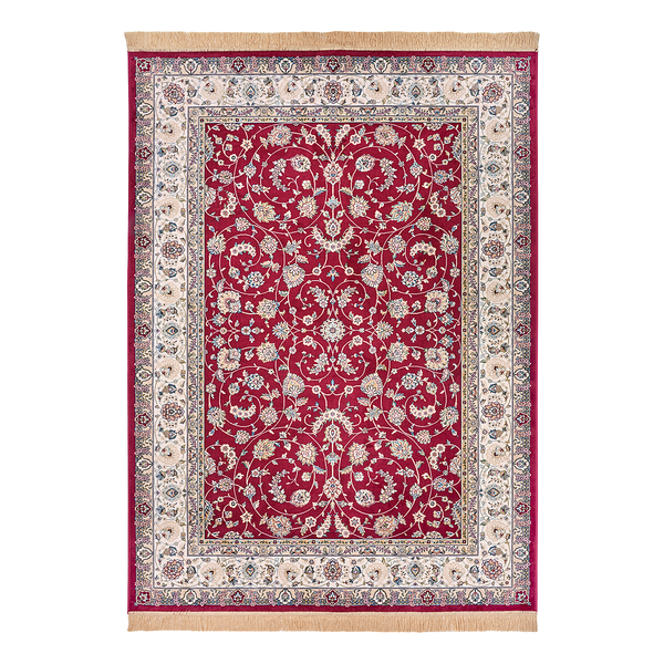 Kurzflorteppich Djamila - Viskose / Baumwollstoff - Rot - 95 x 140 cm