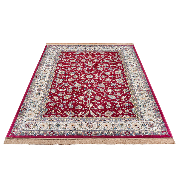 Kurzflorteppich Djamila - Viskose / Baumwollstoff - Rot - 95 x 140 cm