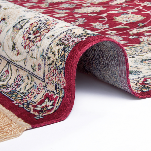 Kurzflorteppich Djamila - Viskose / Baumwollstoff - Rot - 95 x 140 cm