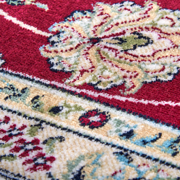 Kurzflorteppich Djamila - Viskose / Baumwollstoff - Rot - 95 x 140 cm