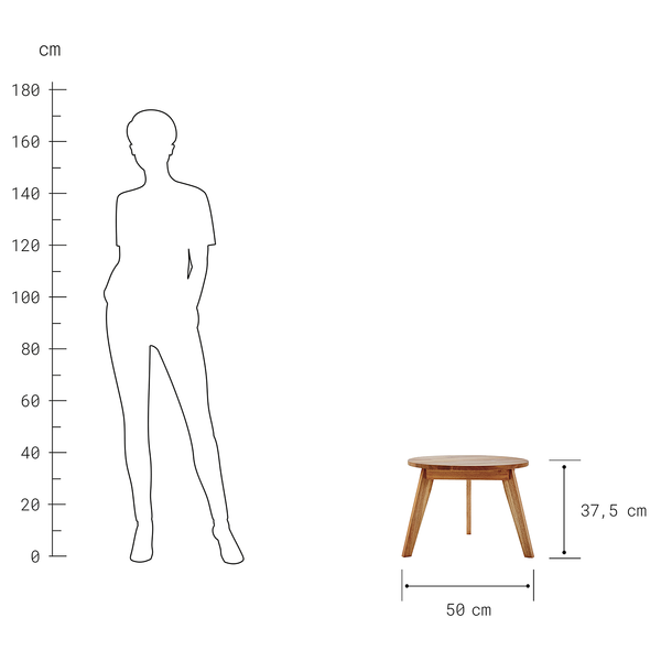 Beistelltisch ROPE ISLAND - Akazienholz - Durchmesser: 50 cm