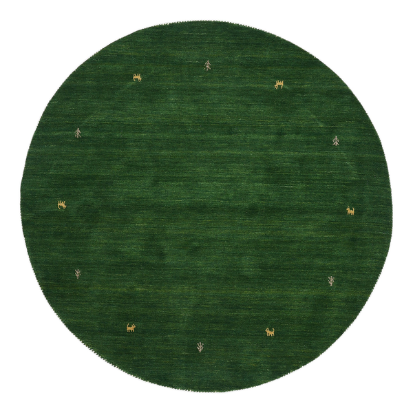 Wollteppich Gabbeh Uni Rund - Wolle - Grün - 150 x 150 cm