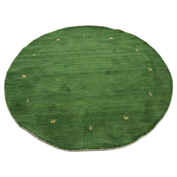 Wollteppich Gabbeh Uni Rund - Wolle - Grün - 150 x 150 cm