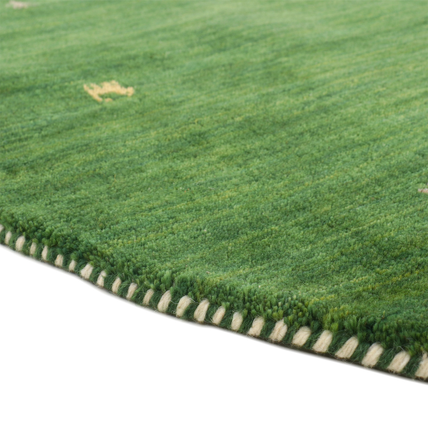 Wollteppich Gabbeh Uni Rund - Wolle - Grün - 150 x 150 cm