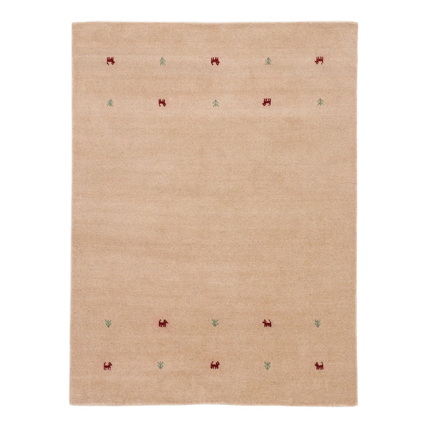 Wollteppich Gabbeh Uni - Wolle - Beige - 60 x 90 cm