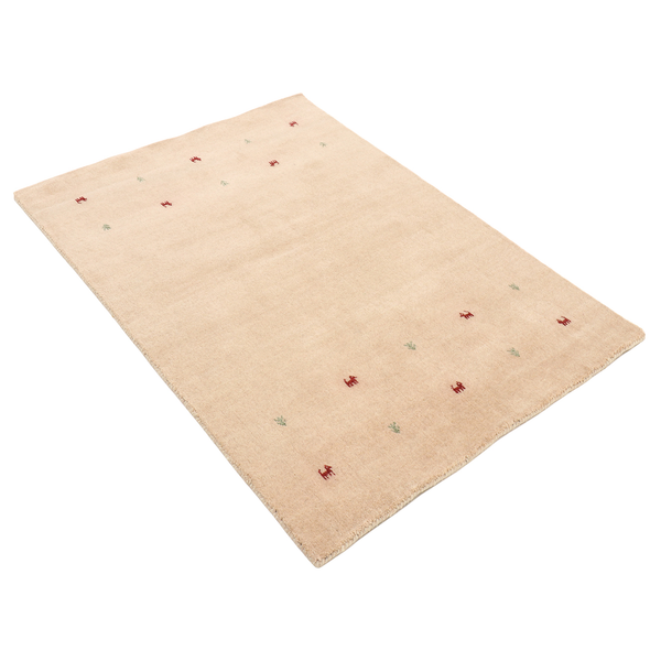 Wollteppich Gabbeh Uni - Wolle - Beige - 60 x 90 cm