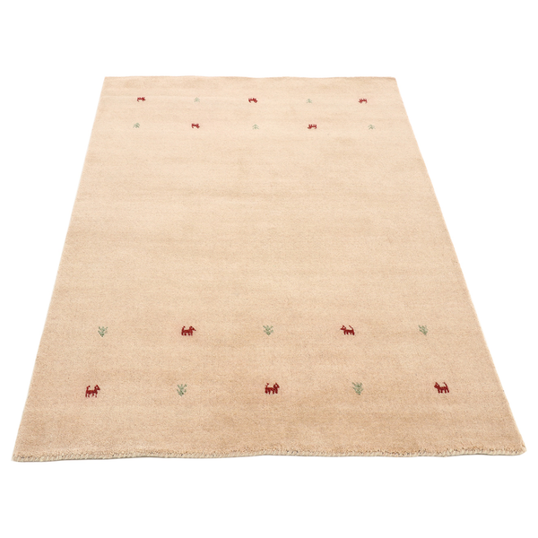 Wollteppich Gabbeh Uni - Wolle - Beige - 60 x 90 cm