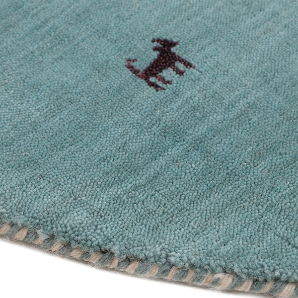 Wollteppich Gabbeh Uni Rund - Wolle - Türkis - 80 x 80 cm