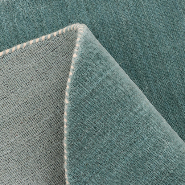 Wollteppich Gabbeh Uni Rund - Wolle - Türkis - 80 x 80 cm