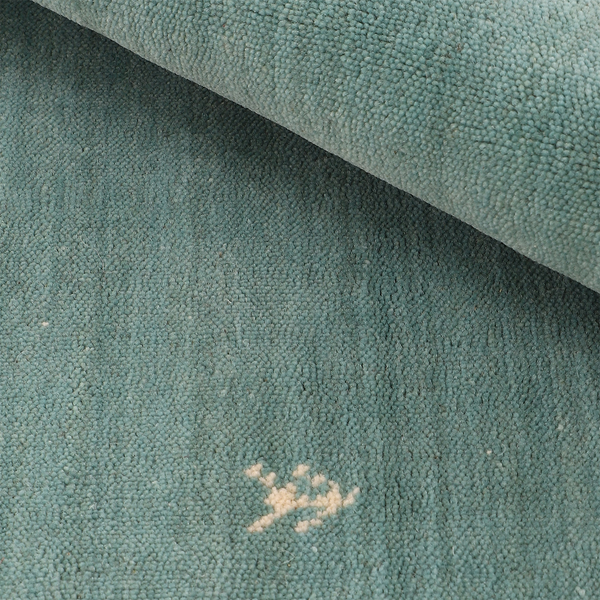 Wollteppich Gabbeh Uni Rund - Wolle - Türkis - 80 x 80 cm