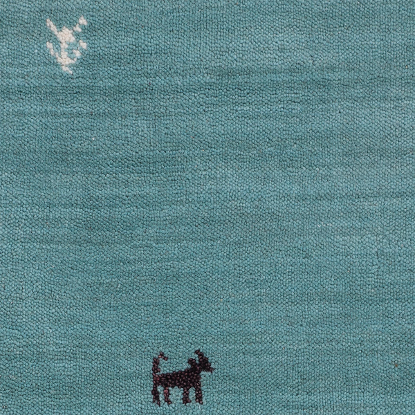 Wollteppich Gabbeh Uni Rund - Wolle - Türkis - 80 x 80 cm