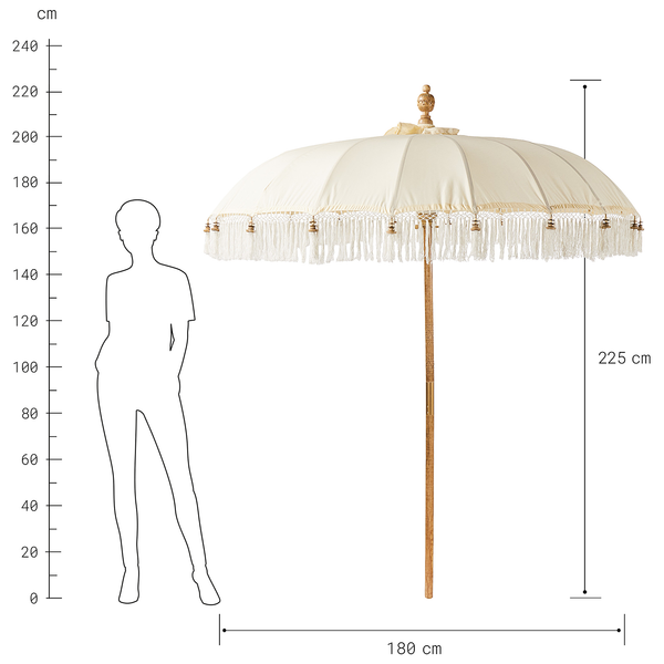 Sonnenschirm MACRAMÉ - Baumwolle / Mangoholz - Durchmesser: 180 cm