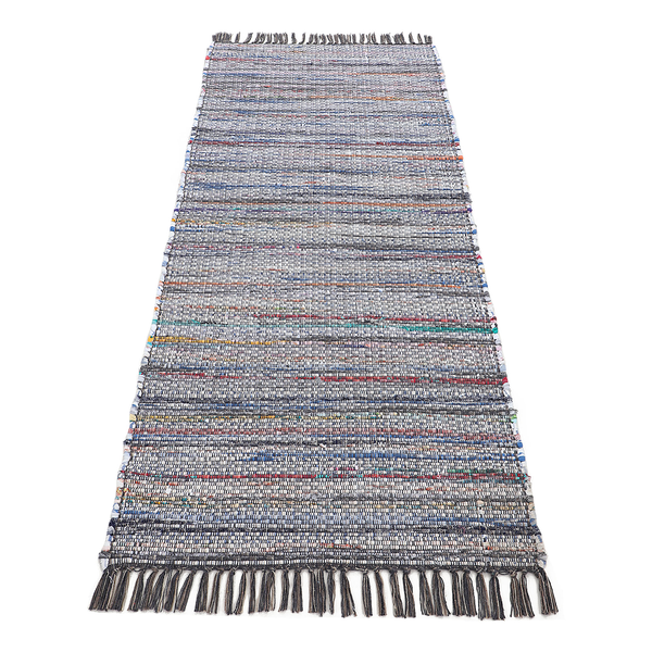 Läufer Kelim Chindi - Baumwolle / Polyester - Grau - 75 x 240 cm
