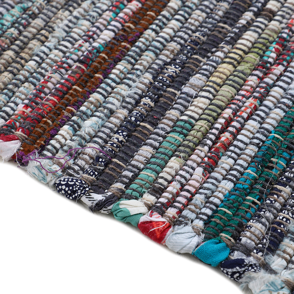 Läufer Kelim Chindi - Baumwolle / Polyester - Grau - 75 x 240 cm