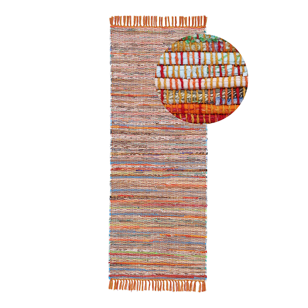 Läufer Kelim Chindi - Baumwolle / Polyester - Orange - 75 x 200 cm