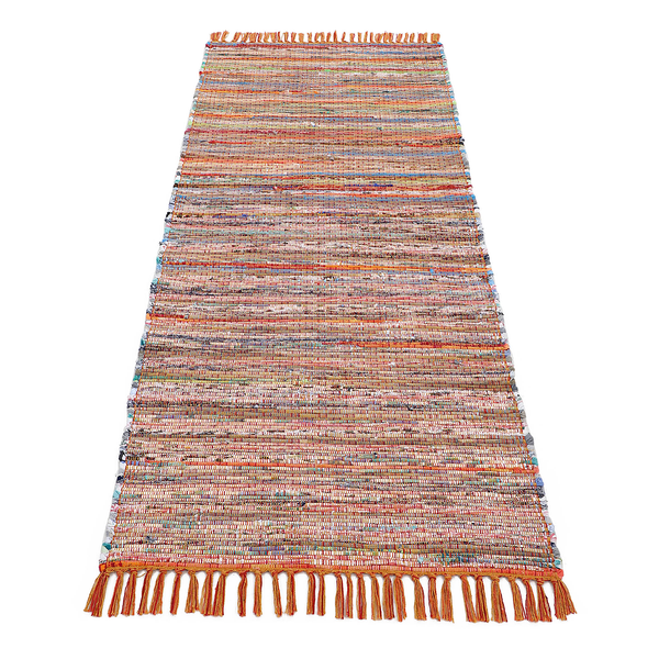 Läufer Kelim Chindi - Baumwolle / Polyester - Orange - 75 x 200 cm