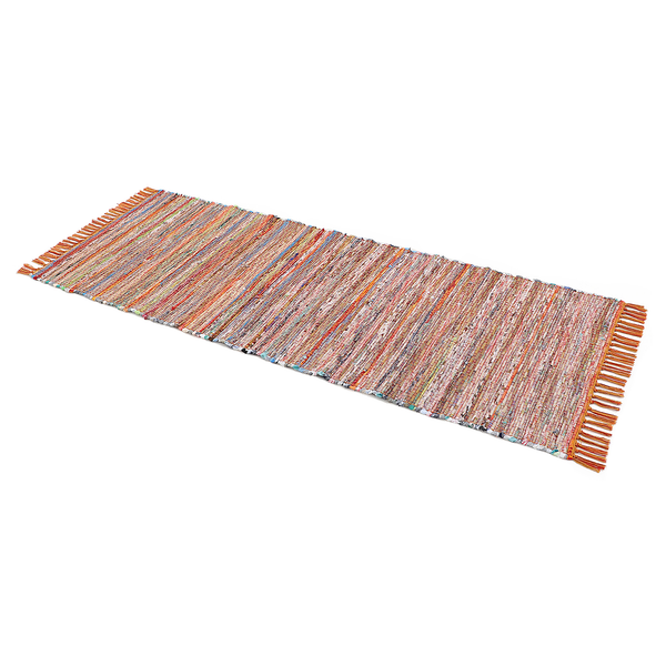 Läufer Kelim Chindi - Baumwolle / Polyester - Orange - 75 x 200 cm