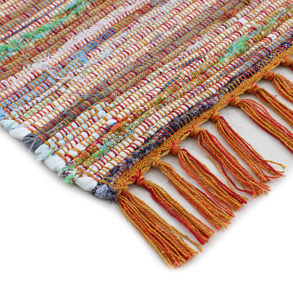 Läufer Kelim Chindi - Baumwolle / Polyester - Orange - 75 x 200 cm