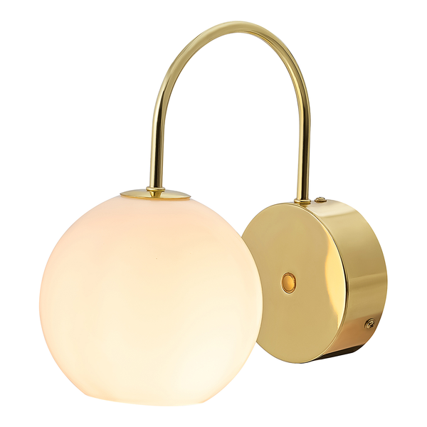 Wandleuchte Franca - Messing / Opalglas - Weiß - 1-flammig