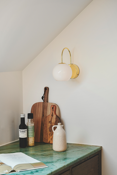 Wandleuchte Franca - Messing / Opalglas - Weiß - 1-flammig