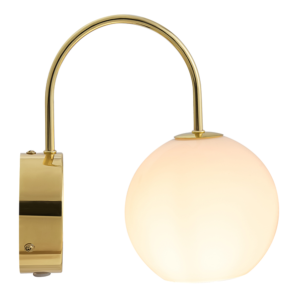 Wandleuchte Franca - Messing / Opalglas - Weiß - 1-flammig