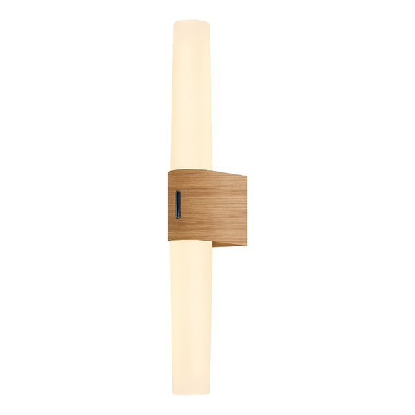 Wandleuchte Helva Double Basic - Polycarbonat - 1-flammig - Eiche Dekor