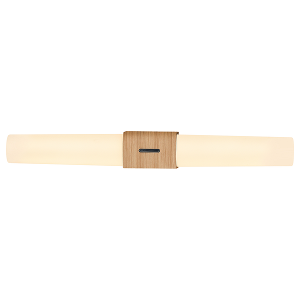 Wandleuchte Helva Double Basic - Polycarbonat - 1-flammig - Eiche Dekor