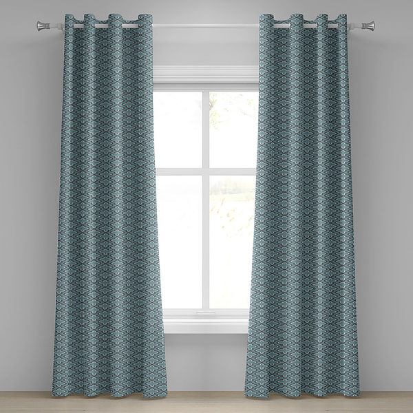 Ösenvorhang Clover 2er-Set - Polyester - Türkis - Höhe: 225 cm