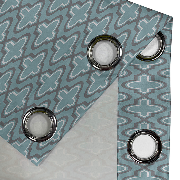 Ösenvorhang Clover 2er-Set - Polyester - Türkis - Höhe: 225 cm