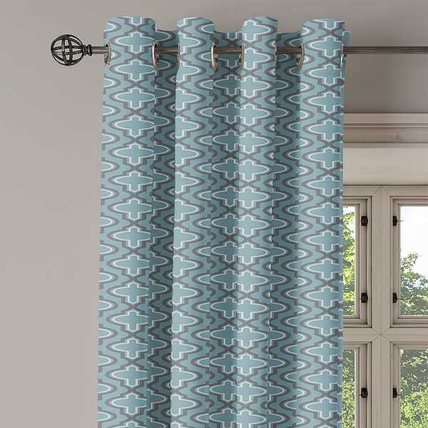 Ösenvorhang Clover 2er-Set - Polyester - Türkis - Höhe: 225 cm