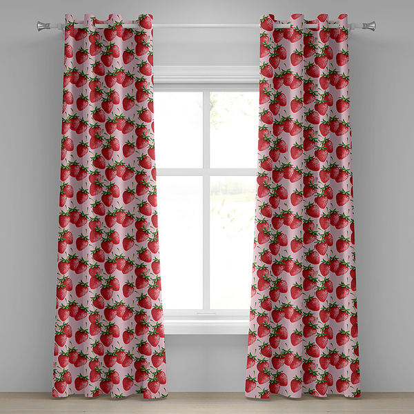 Ösenvorhang Strawberry 2er-Set - Polyester - Rot - Höhe: 225 cm
