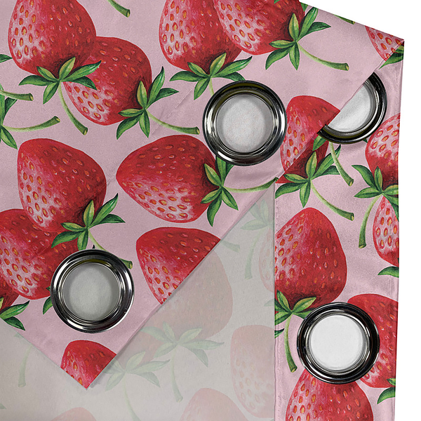 Ösenvorhang Strawberry 2er-Set - Polyester - Rot - Höhe: 225 cm