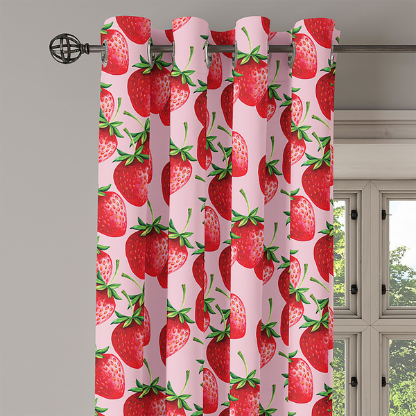 Ösenvorhang Strawberry 2er-Set - Polyester - Rot - Höhe: 225 cm