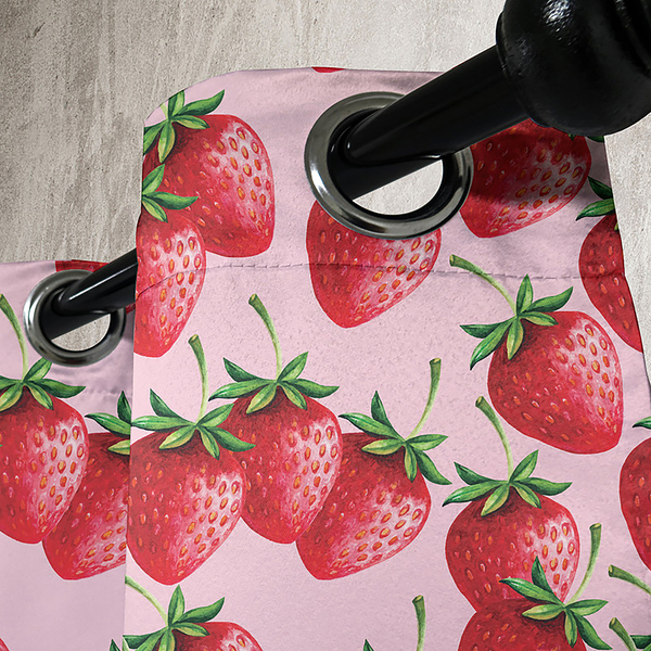 Ösenvorhang Strawberry 2er-Set - Polyester - Rot - Höhe: 225 cm