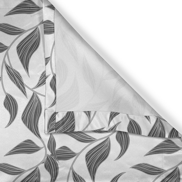 Ösenvorhang Abstrakte Orme 2er-Set - Polyester - Weiß / Grau - Höhe: 245 cm