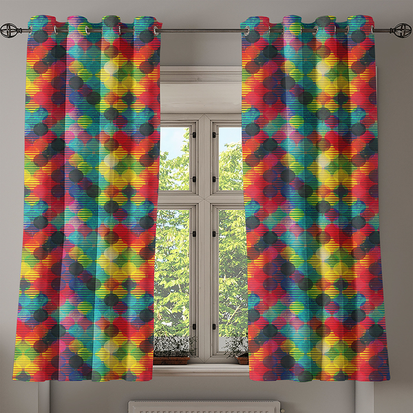 Ösenvorhang Dots 2er-Set - Polyester - Multicolor - Höhe: 175 cm