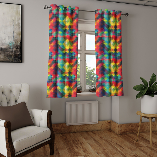 Ösenvorhang Dots 2er-Set - Polyester - Multicolor - Höhe: 175 cm