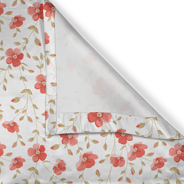 Ösenvorhang Landhaus Blume 2er-Set - Polyester - Weiß / Rot - Höhe: 225 cm