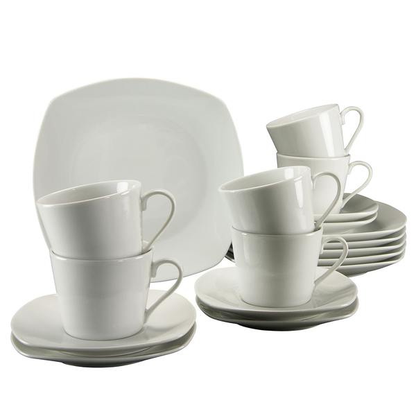 Kaffeeservice Amelie - Porzellan - Weiß - 18-teilig