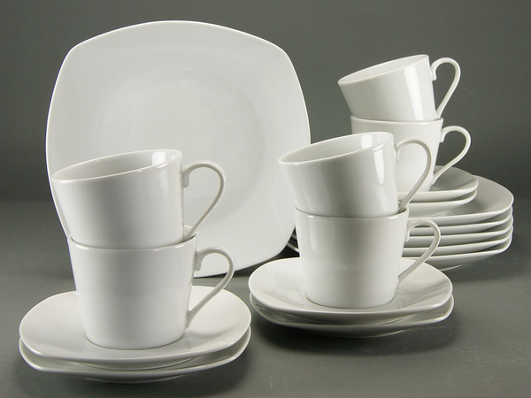 Kaffeeservice Amelie - Porzellan - Weiß - 18-teilig