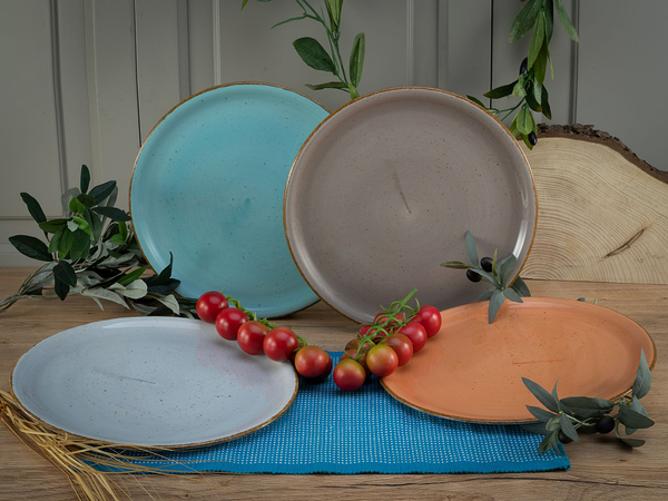 Pizzateller Vintage Nature 4er-Set - Porzellan - Mehrfarbig