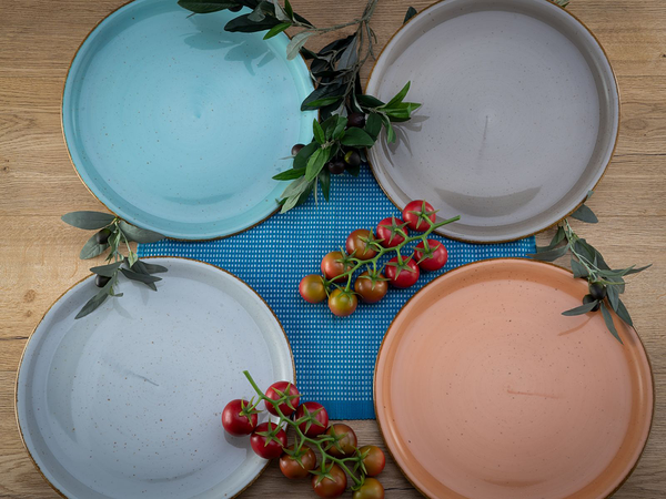 Pizzateller Vintage Nature 4er-Set - Porzellan - Mehrfarbig
